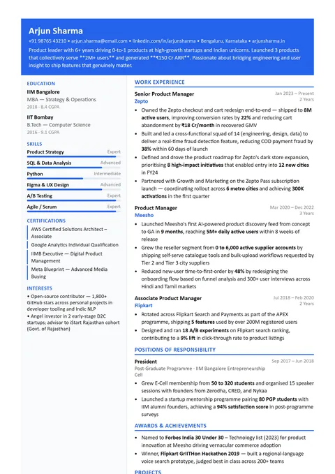 Modern ATS-Friendly Resume Template — Cursivo